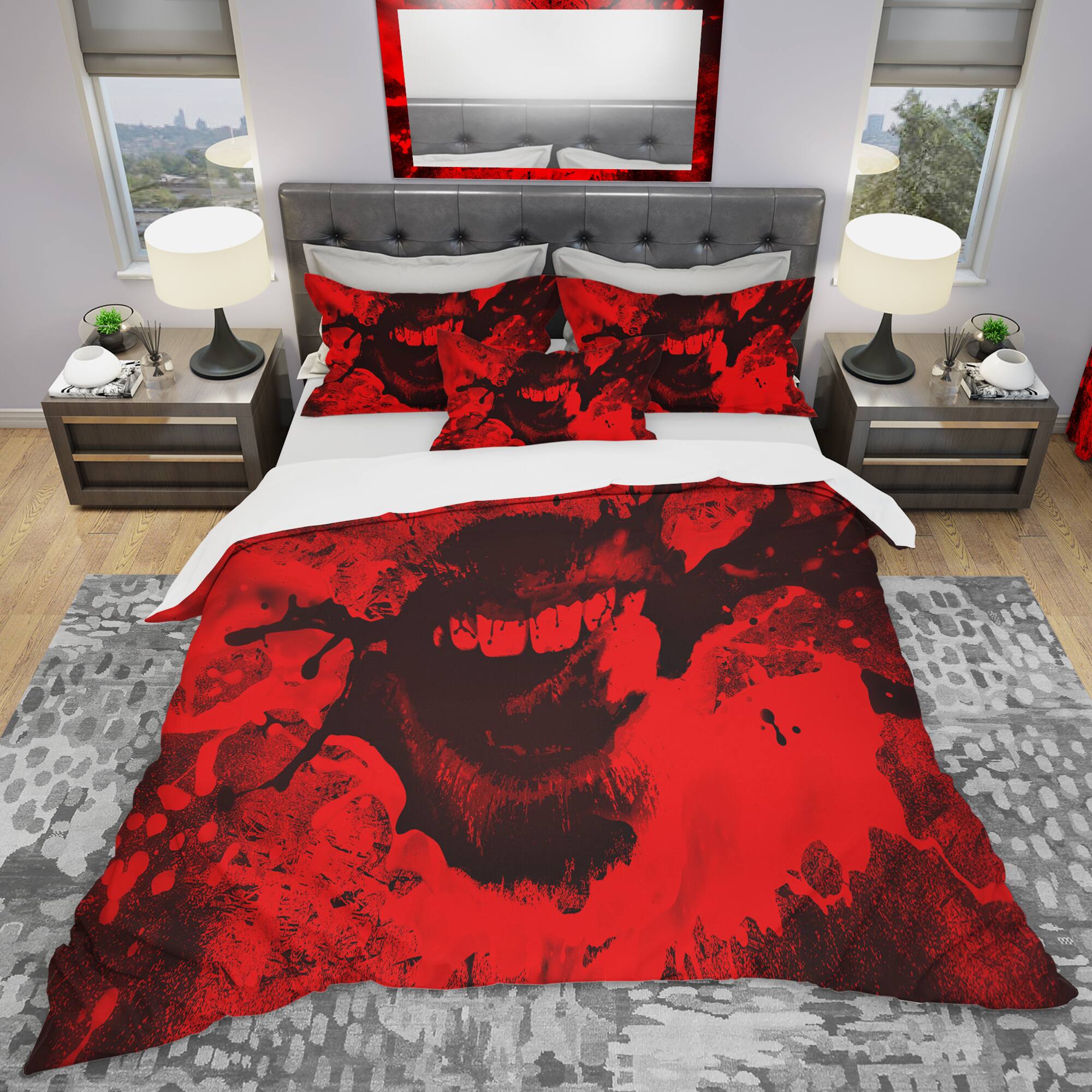 Designart 'Speak Out Red Lips' Modern & Contemporary Bedding Set